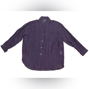 FENDI Vintage Zucca Monogram Logo Button Up Shirt Top See-through Purple Size 42